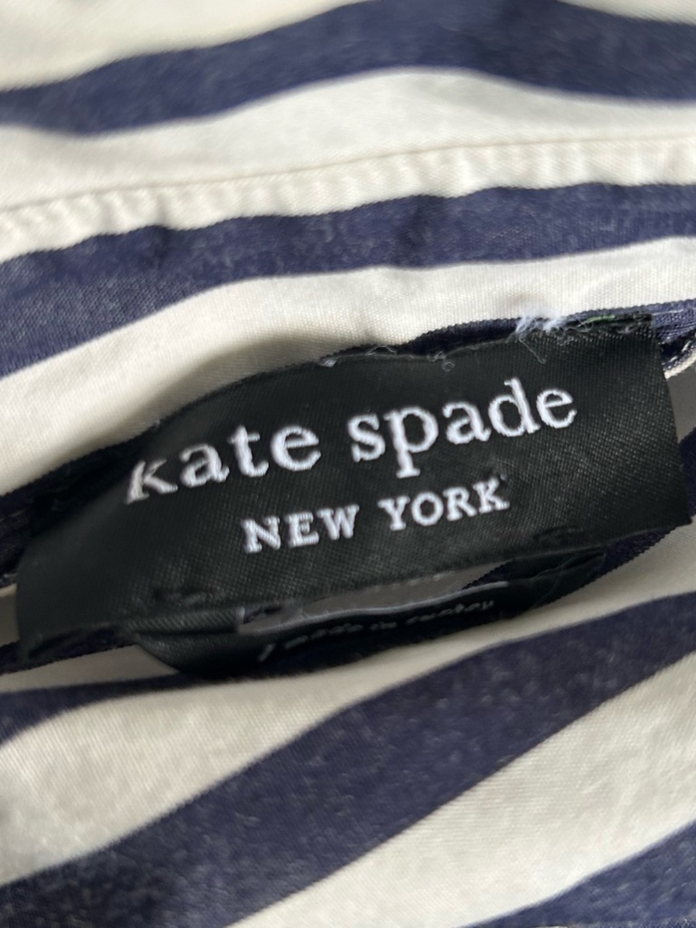 Kate Spade Midi Shirt Dress Cotton Navy White Striped Belted $368 Pockets Size L - Picture 8 of 10